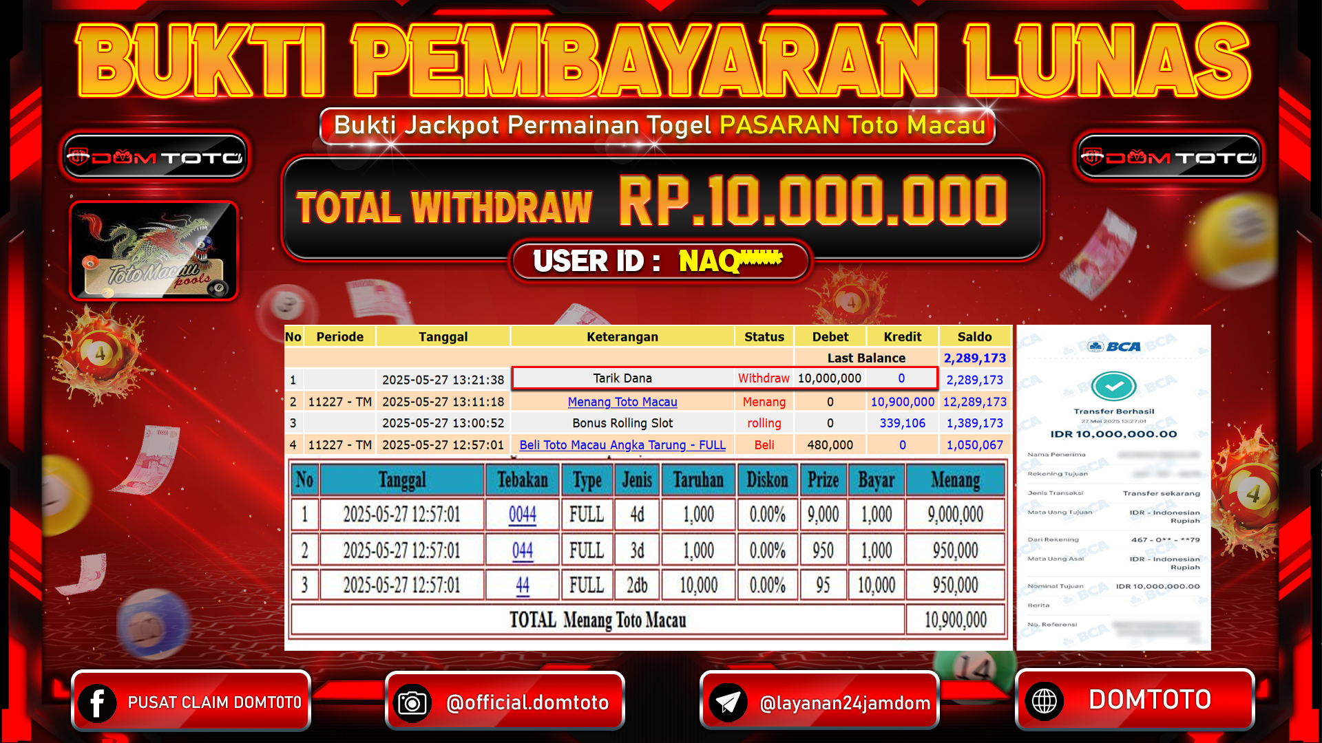 JACKPOT TOGEL PASARAN TOTOMACAU 27  MEI 2025